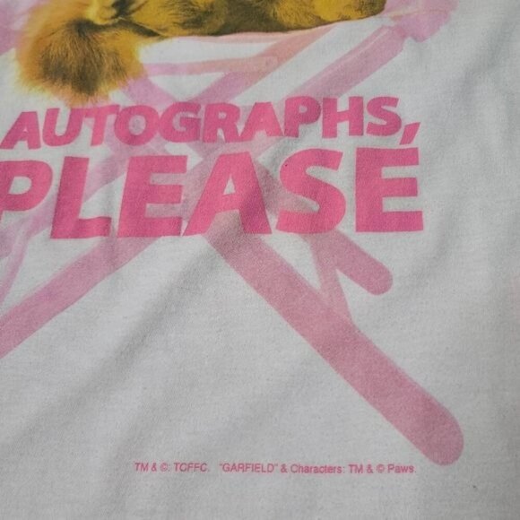 Vintage 90s Garfield Cat Cartoon No Autographs Please Pink Oversized T-shirt - Picture 5 of 11